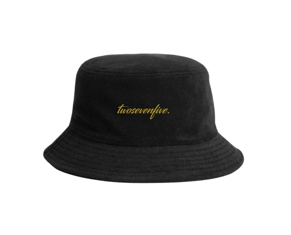 Script Terry Hat Black/Gold Script Terry Bucket Hat