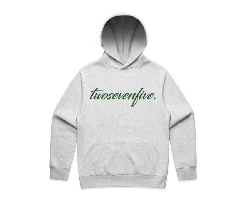 White Marle/Pine Green Script Logo Hoodie