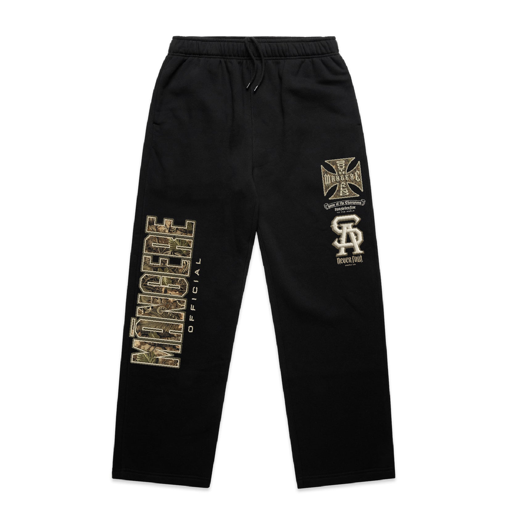 NEW!! Custom Island Real Tree Camo Cuffless Track pants | Black