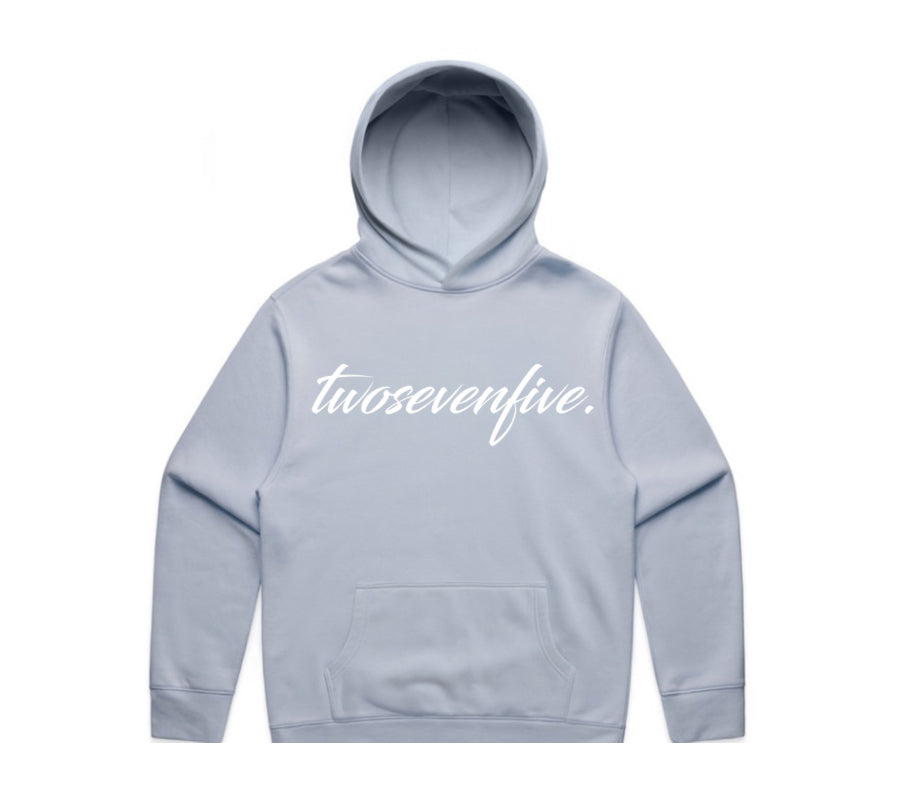 Powder Blue Script Hoodie