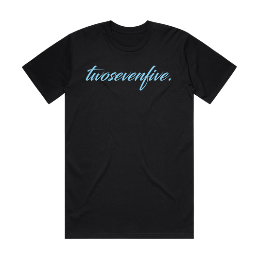 NEW!! Black/Baby Blue Script Logo Tee