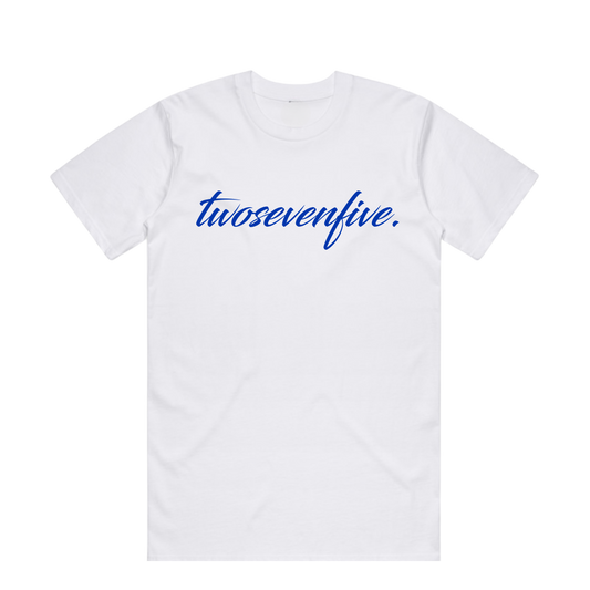 NEW!! White/Navy Script Logo T-Shirt