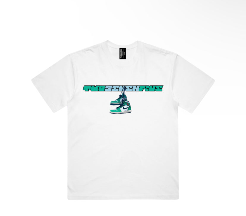 NEW!! White Box Tee - Green Sneaker