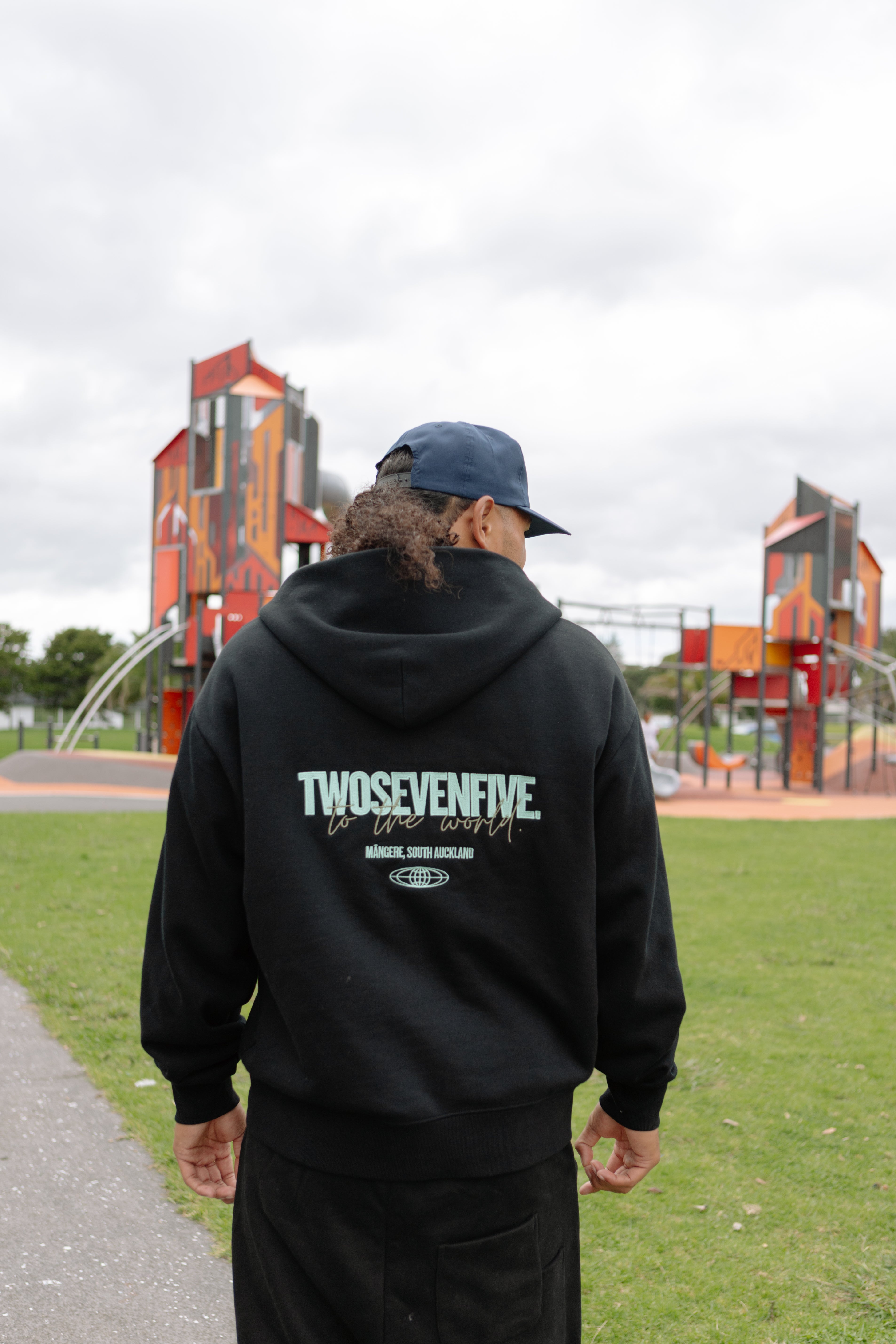 NEW!! Twosevenfive. Essential Hoodie - Black/Mint Green
