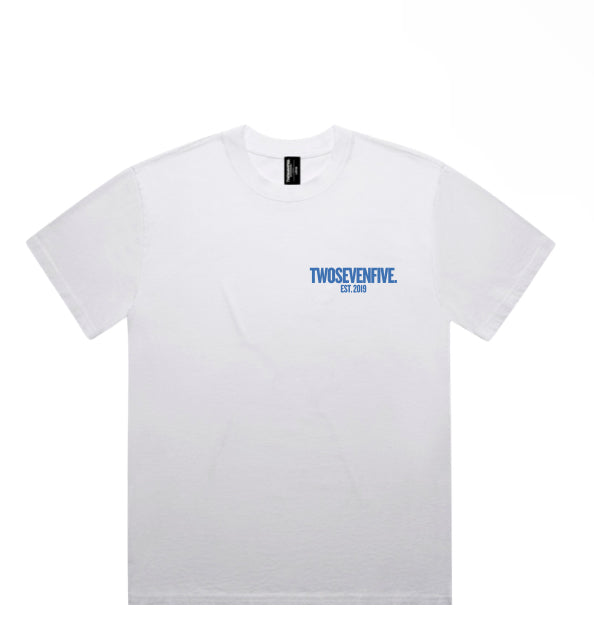 NEW!! White/Blue Box Tee
