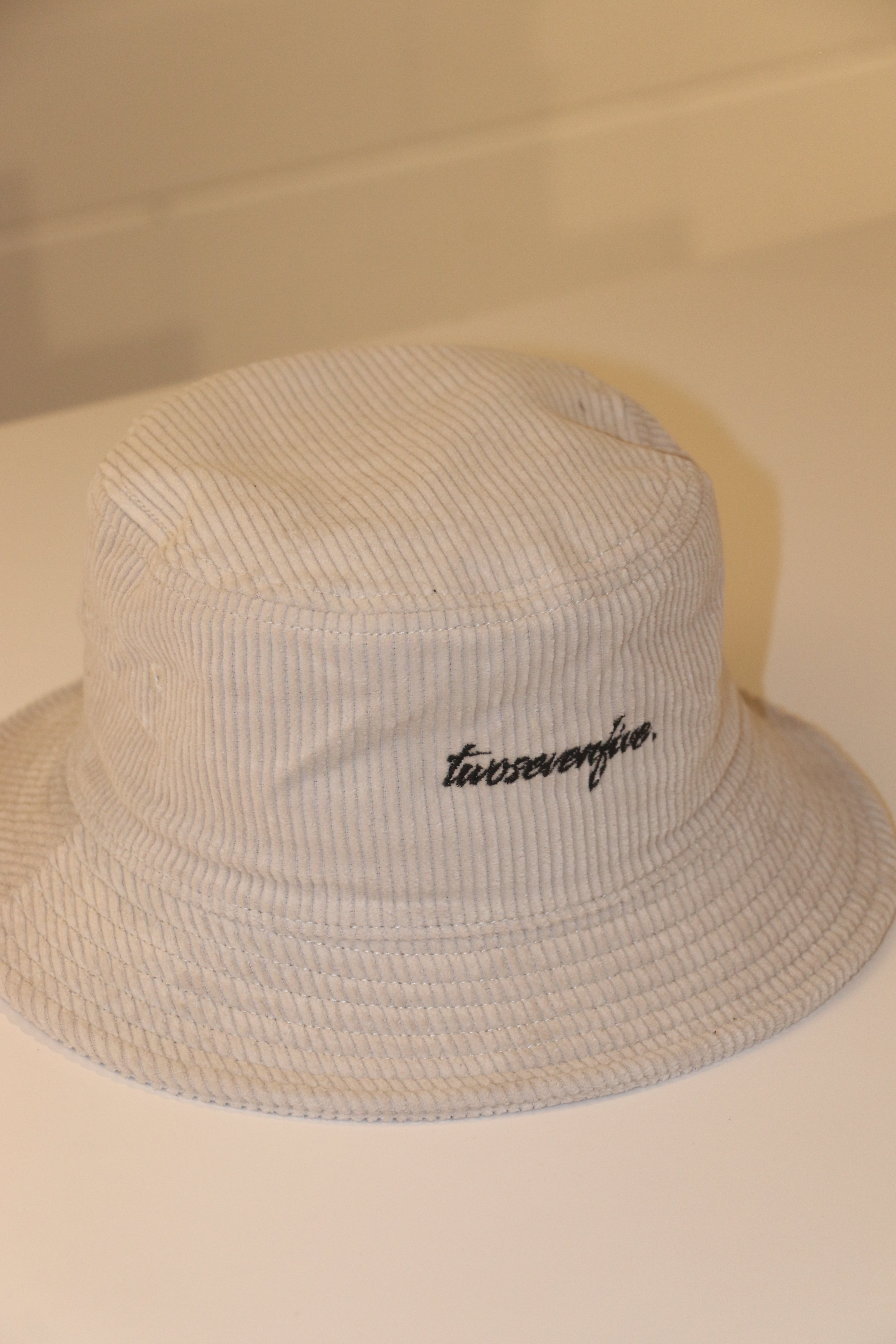 Bone Cord Script Logo Bucket Hat