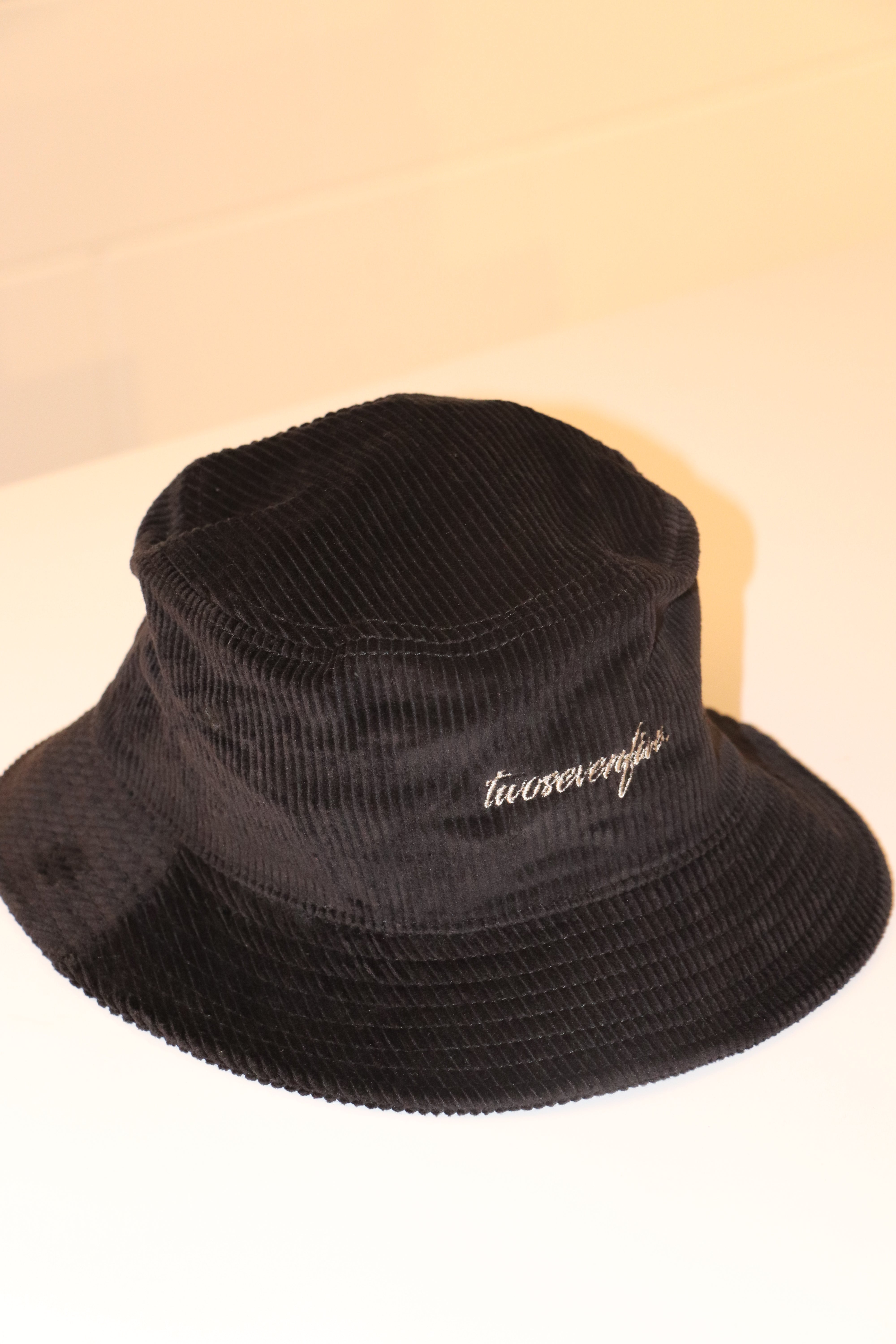 Black Cord Script Logo Bucket Hat