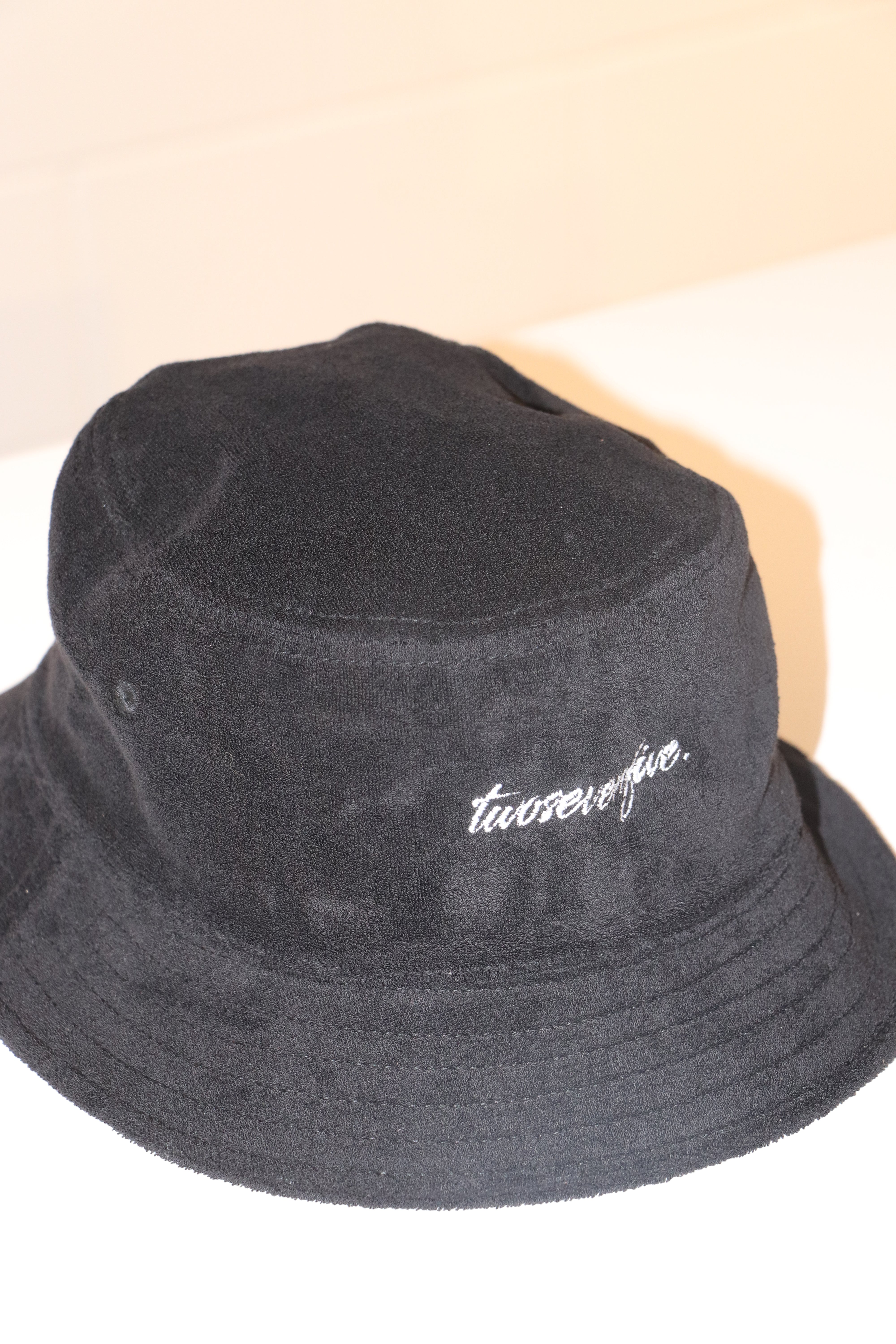 Black Terry Script Logo Bucket Hat