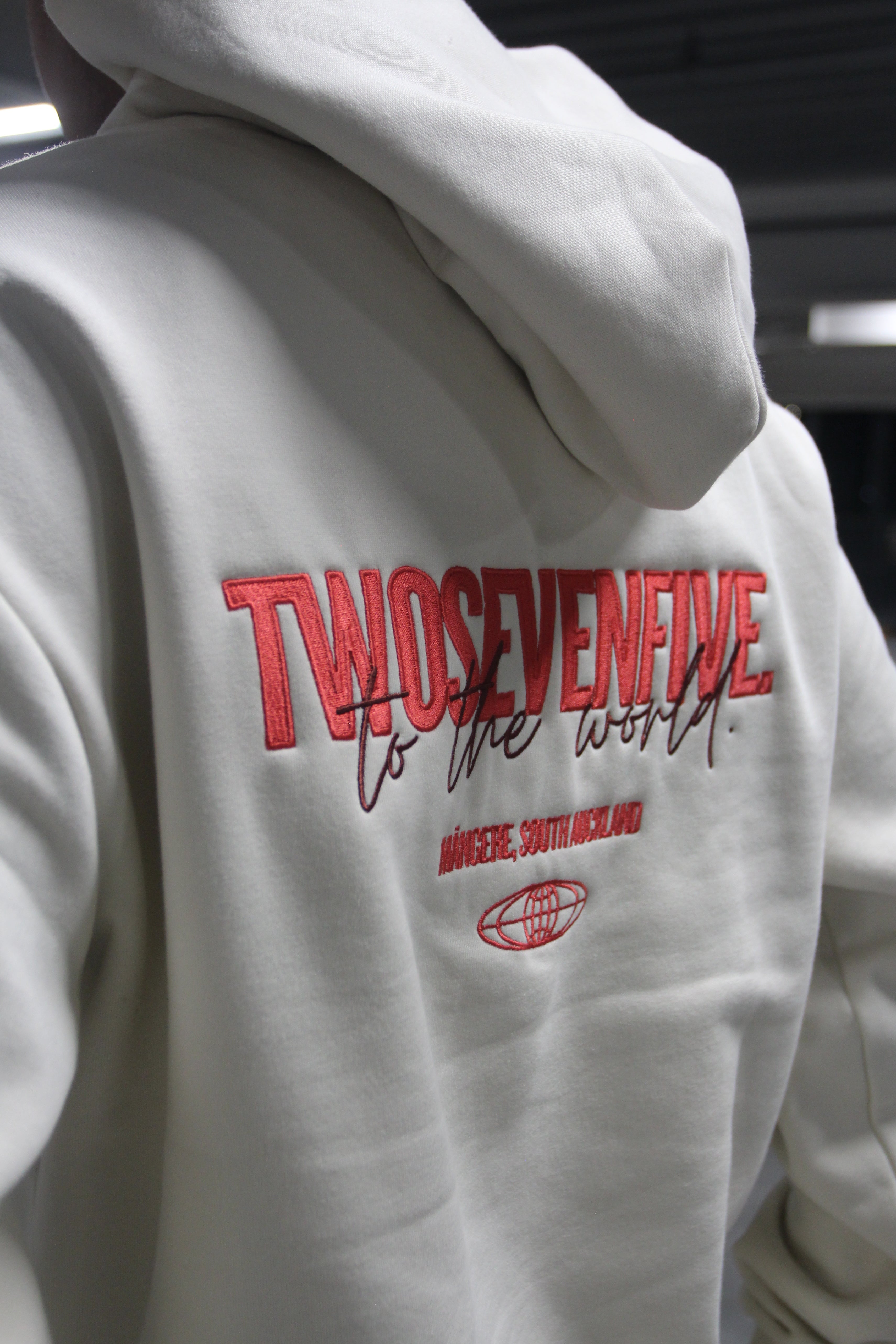 NEW!! Twosevenfive. Essential Hoodie - Off White/Peach