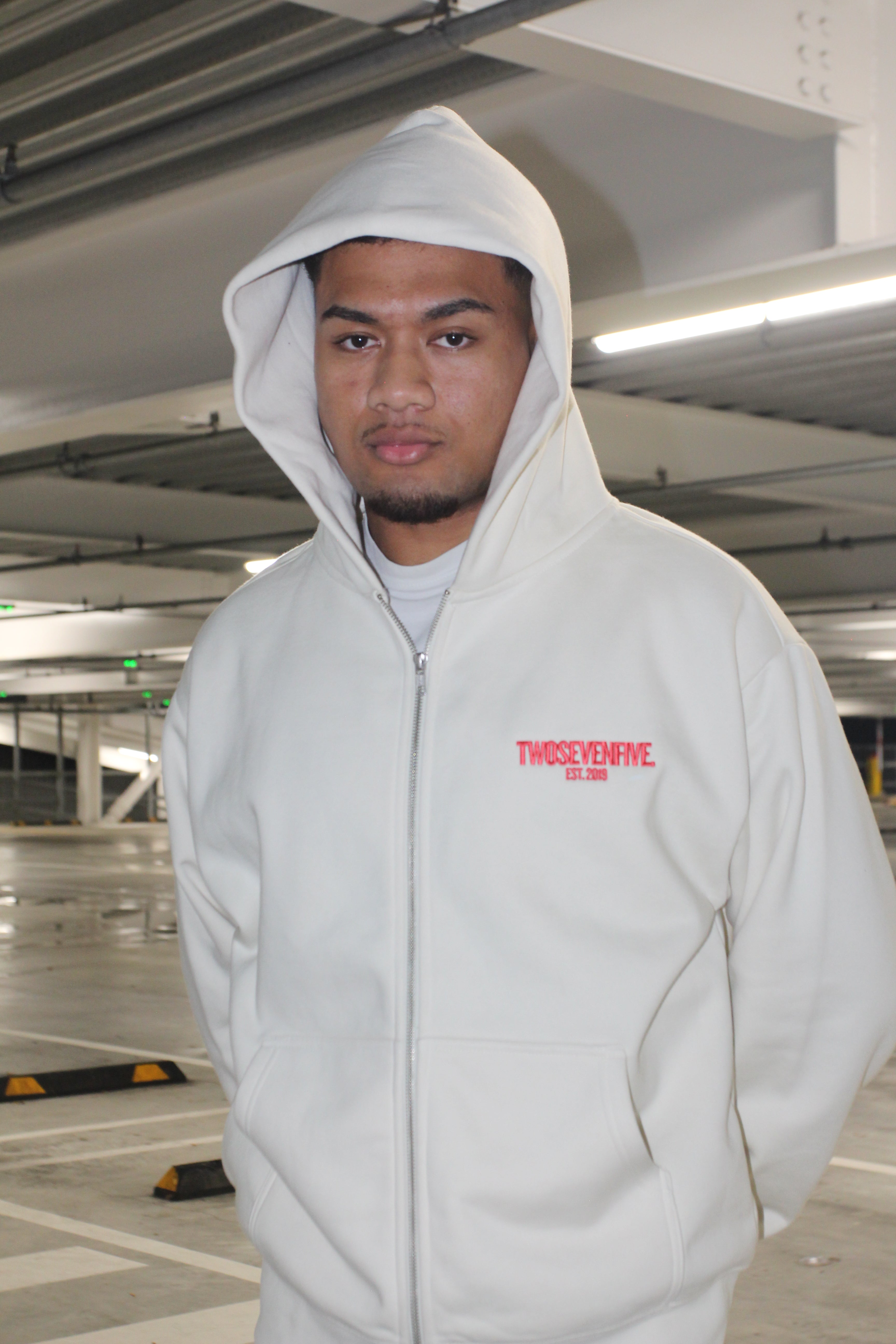NEW!! Twosevenfive. Essential Hoodie - Off White/Peach