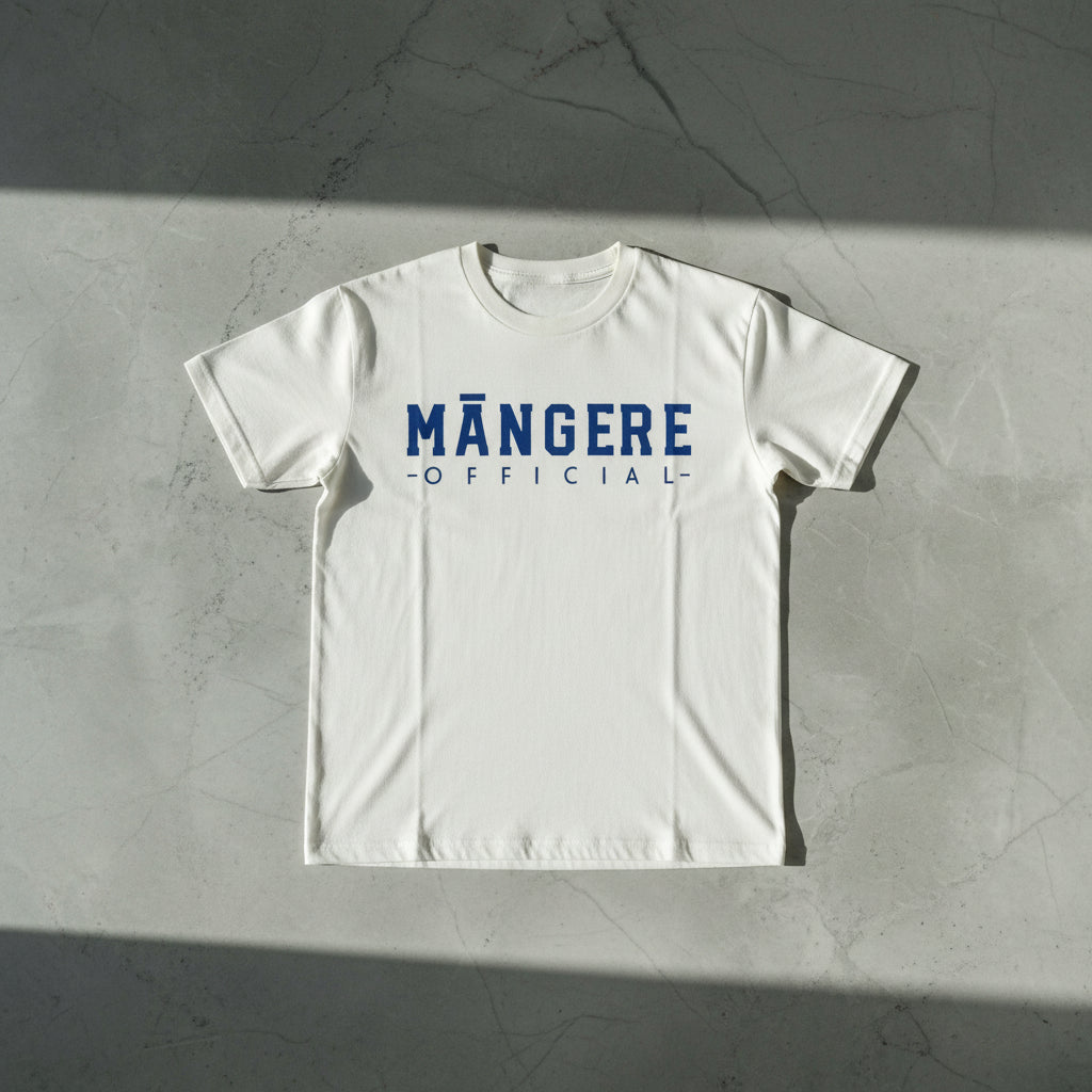 Māngere Official Kids Tee - Off White/Navy