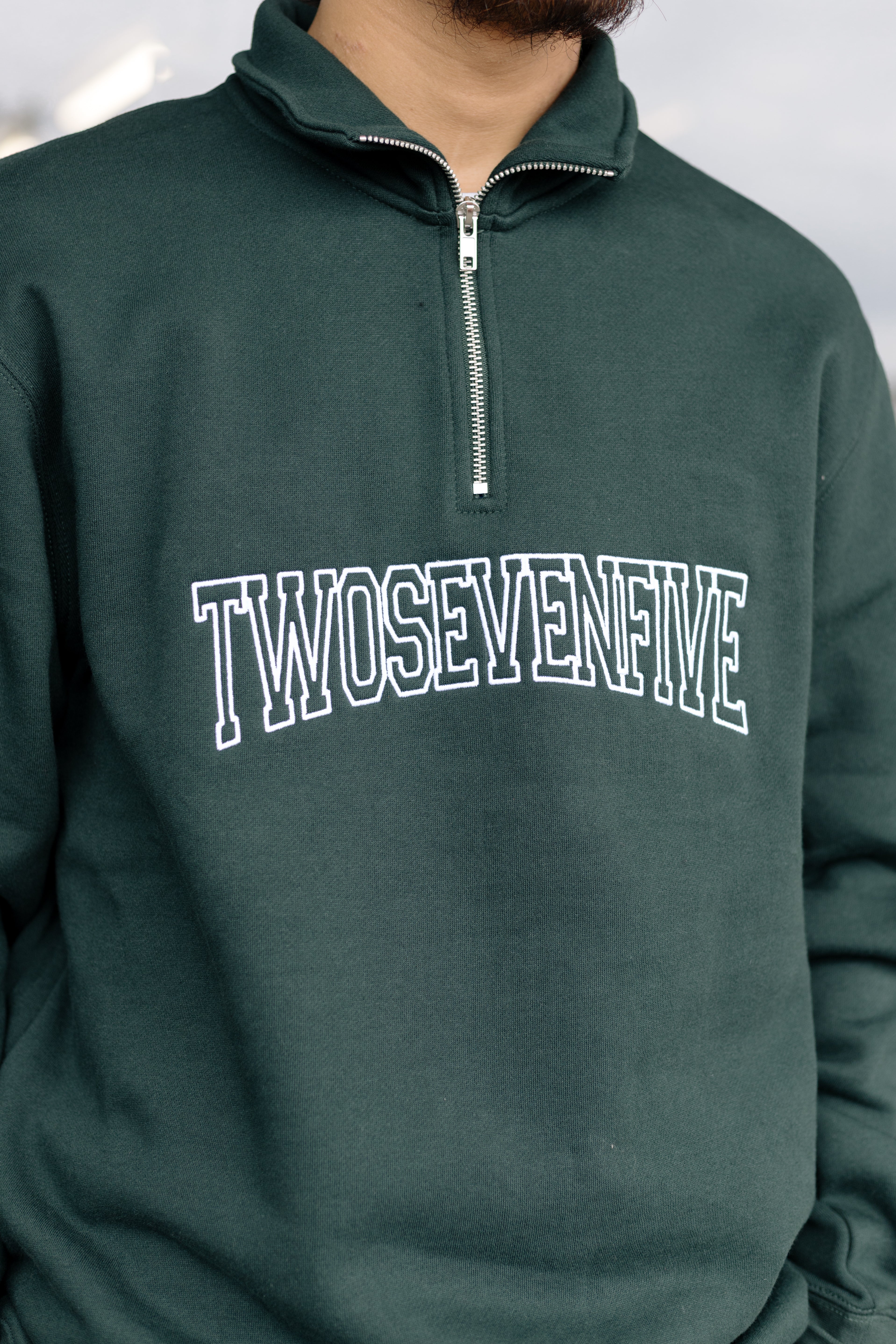 Pine Green/White Vintage Logo Quarter Zip