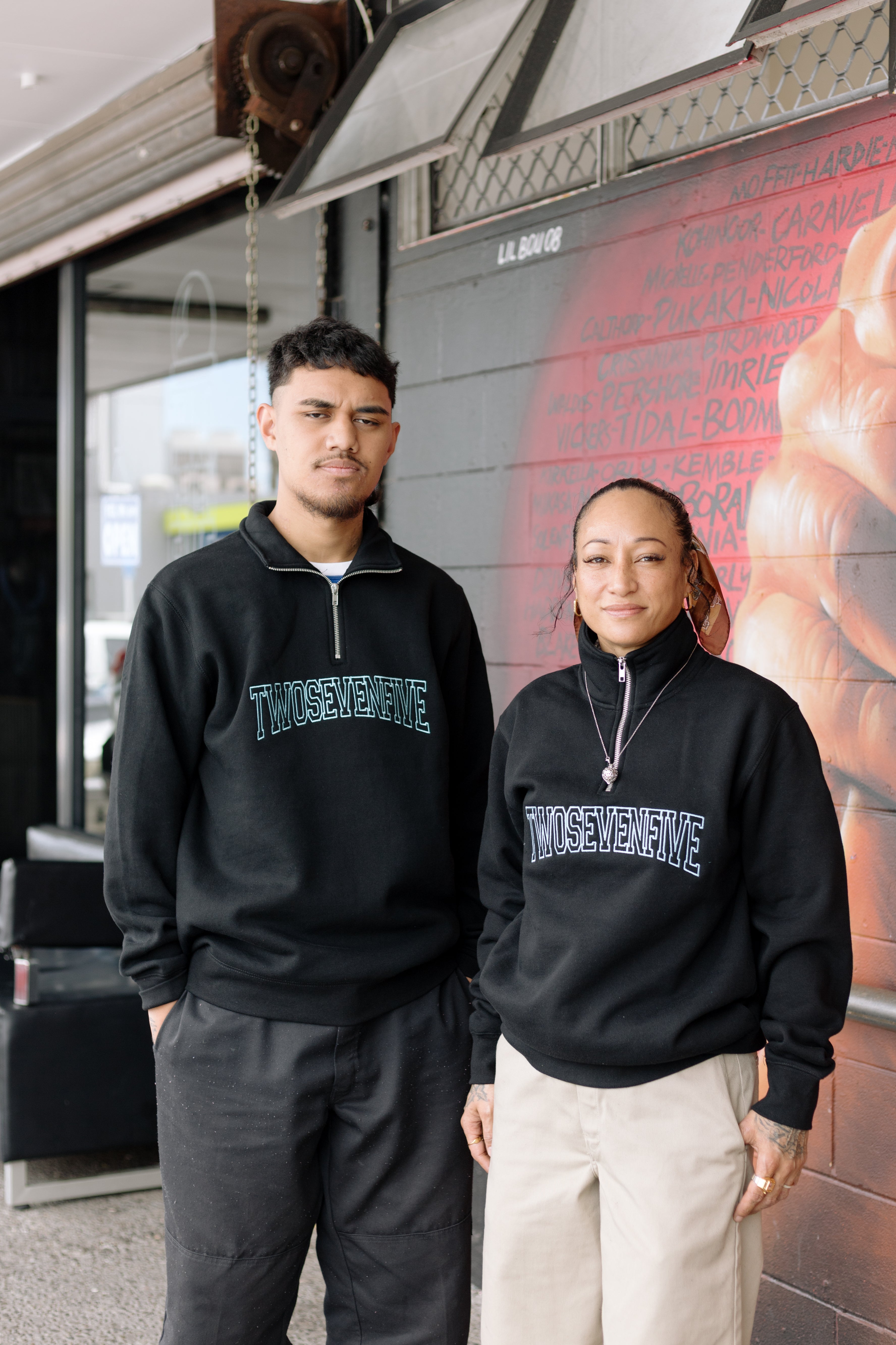 Black/Blue Vintage Logo Quarter Zip