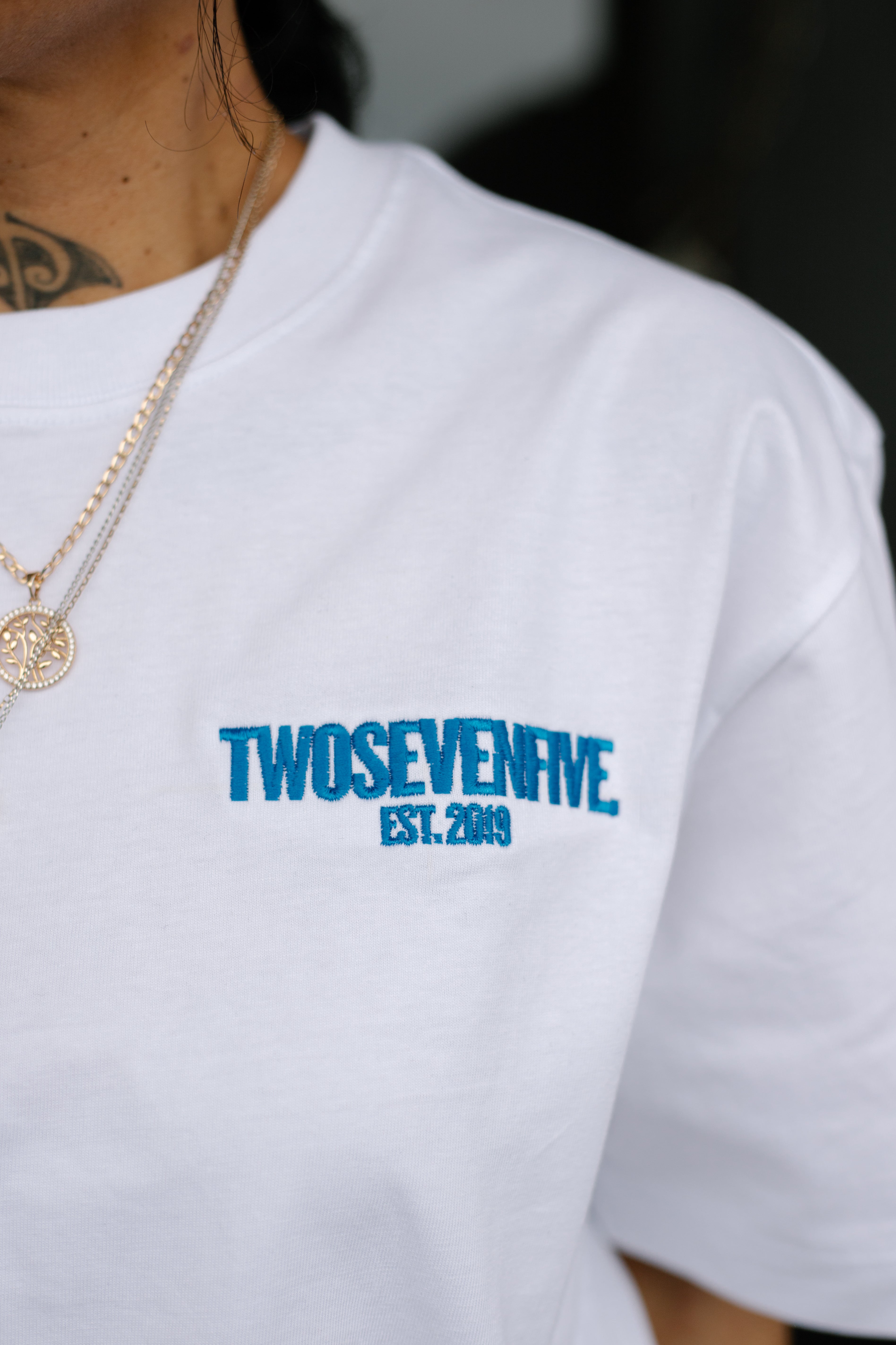 White/Blue Spring Box Tee