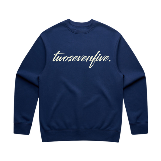 NEW!! Cobalt/White Script Logo Crewneck