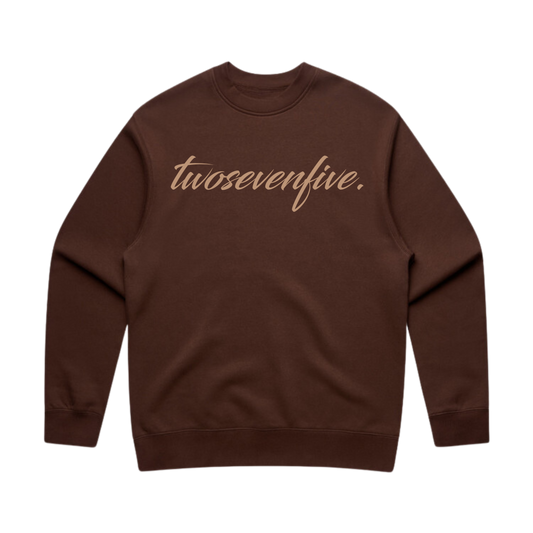 NEW!! Chestnut/Chocolate Script Logo Crewneck