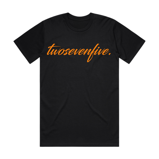 Black/Orange Script Logo T-Shirt